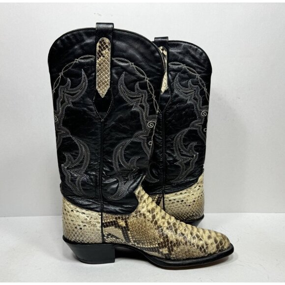 Corral Genuine Python Snake Skin Cowboy Western Boots Black Womens Size 8 - Picture 6 of 11